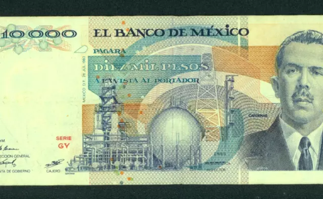 1983 El Banco De Mexico 10,000 Pesos Banknote ** DAILY CURRENCY AUCTIONS **