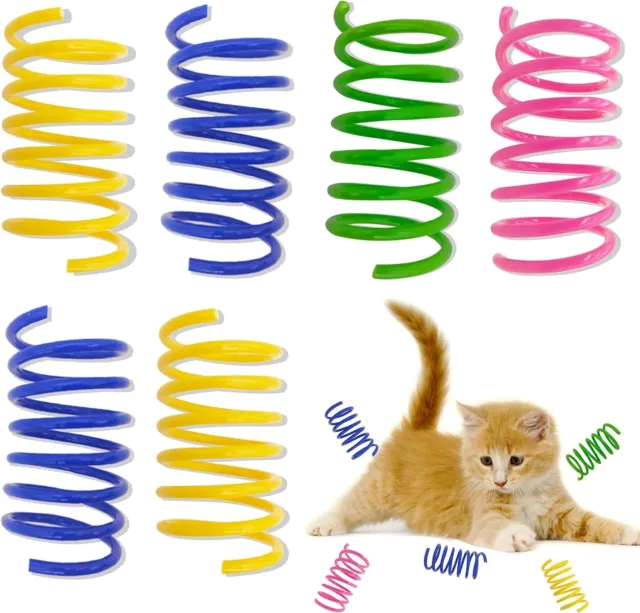 30 Packs Cat Spring Toys Plastic Springs Cat Toys Colorful for Cat Kitten Pets