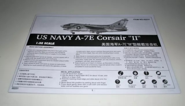 Trumpeter A-7E Corsair Ii 02231 ⭐Parts⭐ Instruction Booklet 1/32