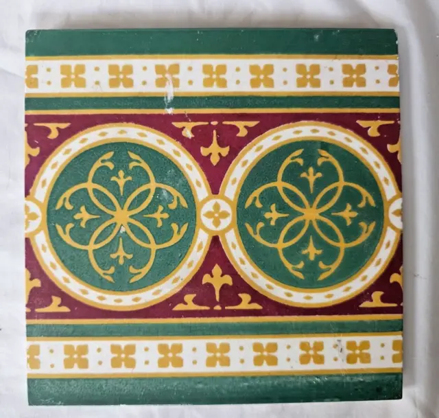 Stunning Minton English Antique Tile (B) Gothic Revival Puginesque