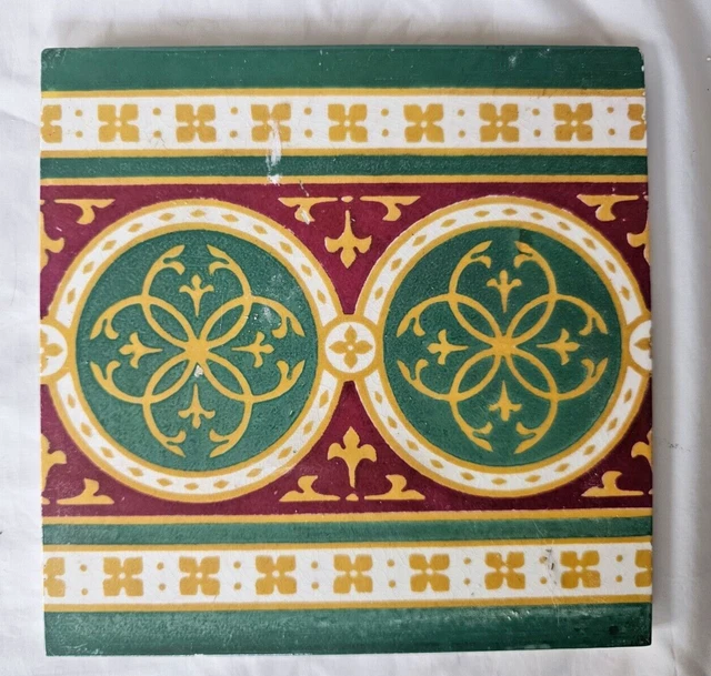 Stunning Minton English Antique Tile (B) Gothic Revival Puginesque