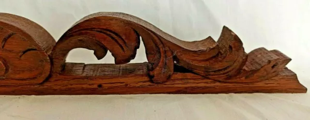 16" Antique French Wood Carved Oak Pediment Architectural Salvage 4
