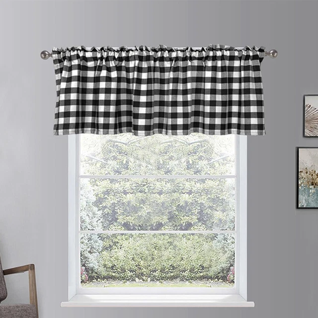 Curtain Valance Eye-catching Plaid Privacy Protection Drape Valance Lightweight