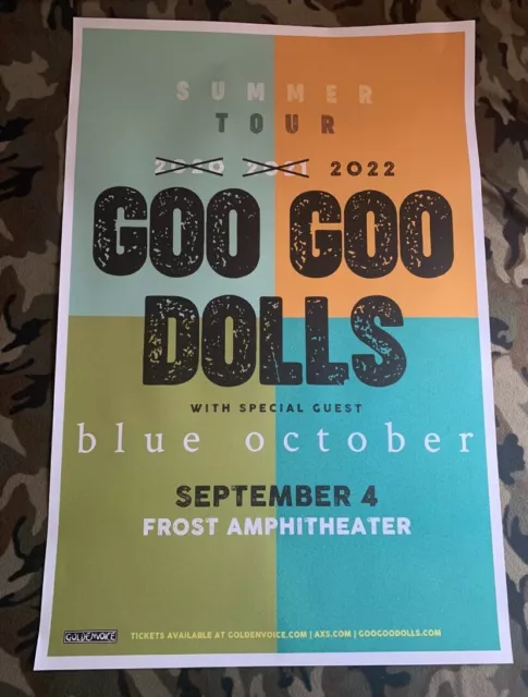 Goo Goo Dolls / Blue October Concert Poster 9/4/22 Stanford, California 24”x36”