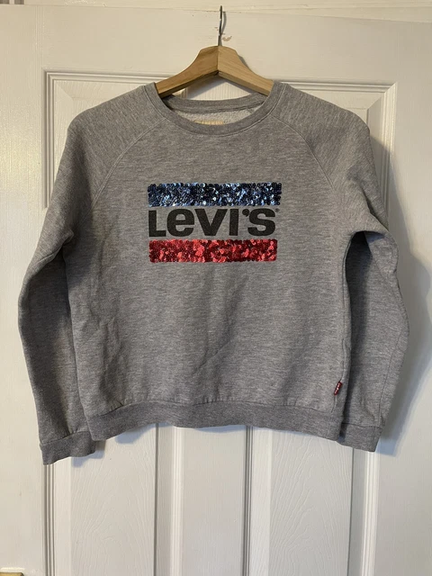 LEVI STRAUSS Girls Grey Sequin Sweatshirt Age 14 Years