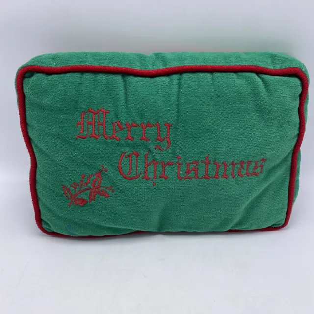 Almohada decorativa de Navidad de Colección Terciopelo Feliz Navidad 12"" x 8"" Verde