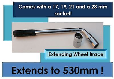 WHEEL BRACE WRENCH EXTENDABLE REMOVER 17MM 19MM 21MM 23MM PEUGEOT 206/CC 98 