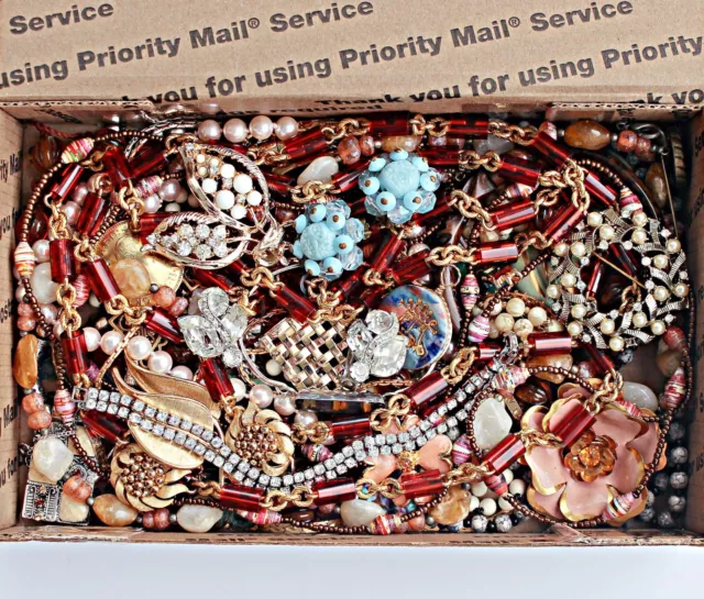 Vintage Now 1+ lbs Jewelry Lot Rhinestones 925 Silver Some Signed All Wearable