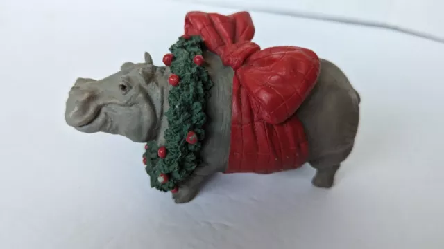 Silver Deer Christmas Animals HIPPO by Tom Rubel Nanco 1989, Hippopotamus