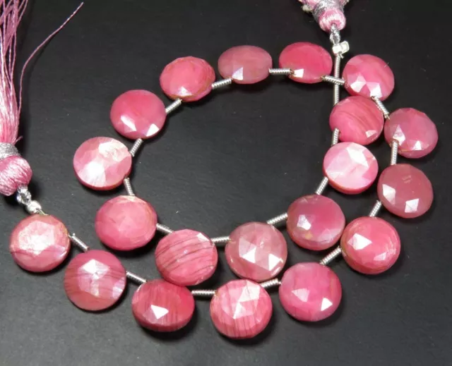 Mystic Pink Coated Moonstone Faceted Gems Coin Beads 8"Strand 10-10.5mm GV-3601