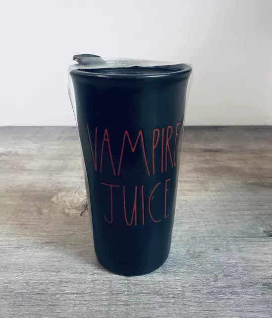 NEW! Rae Dunn Travel Mug:  "Vampire Juice"   (Ceramic) W/Lid 12 Oz