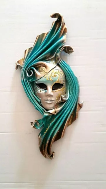 Gemini - Maschera veneziana artigianale in ceramica e cuoio 