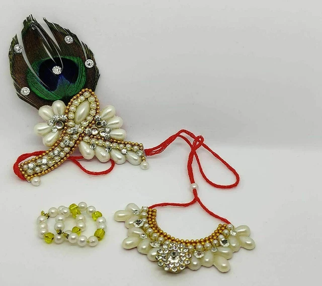 Indian Traditional Krishna Laddu Gopal Pietra Set Gioielli Di 4-5 Misura