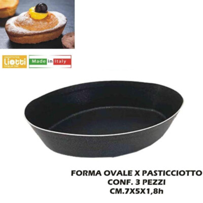 10 PZ FORMA PASTICCIOTTO OVALE STAMPO IN ALLUMINIO CM 10X6,5X H.2 