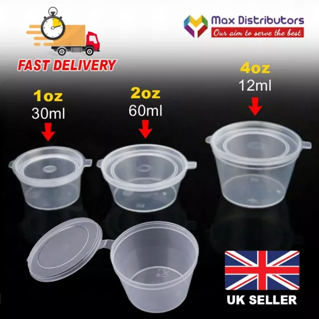 25/50/75ml Plastic Sauce Cups Food Storage Containers Clear Boxes With Lids
