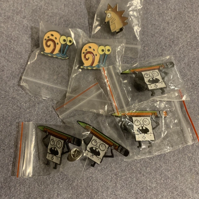 Spongebob Gary The Snail Hedgehog Enamel Pin Sponge bob Pin Doodlebob 7 Pin Lot