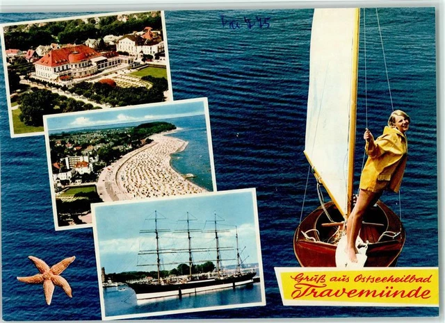 40025685 - 2401 Travemuende Giant Map Sailing Ship Aerial Photomontage