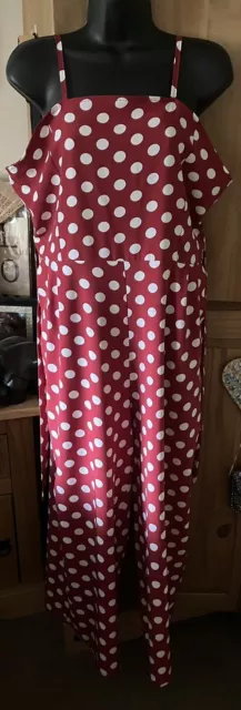 Burgandy/white Polka Dot Jumpsuit Worn Once Adjustable Straps