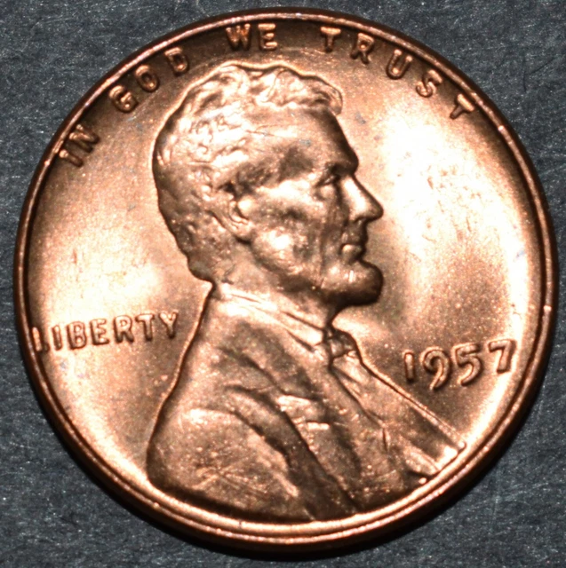 1957 P Lincoln Wheat Penny / Choice BU Mint Luster Red Uncirculated from OBW