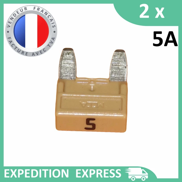 2 mini fusibles 5A auto moto à lame beige