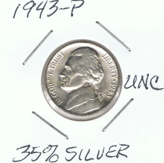 1943 P Jefferson Nickel. Coin in Uncirculated condition.