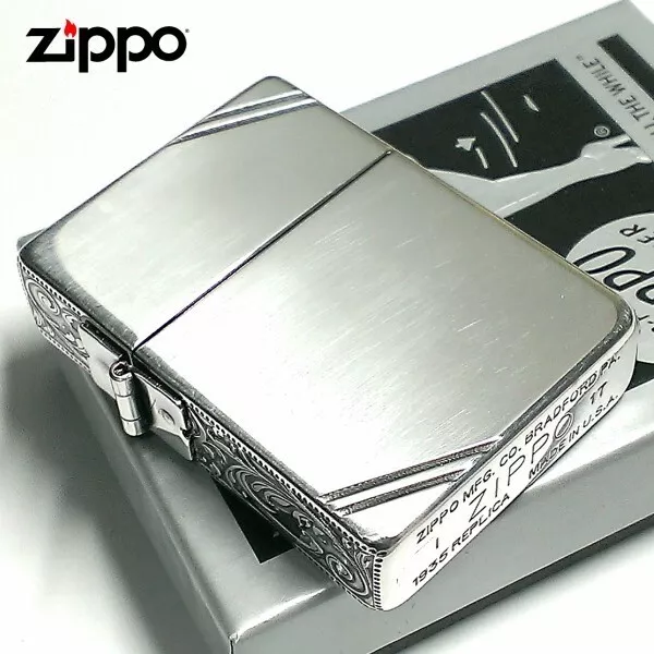 Zippo 1935 Replica Arabesque 3 Sided Processing Lighter Nickel  Silver NEW