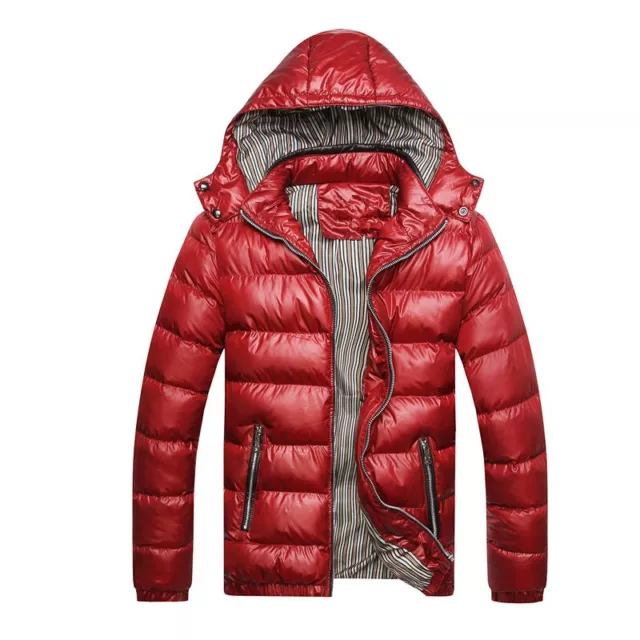 Mens Jackets Zip Up Quilted Lined Bubble Hooded Coat Padded Puffer Winter Warm