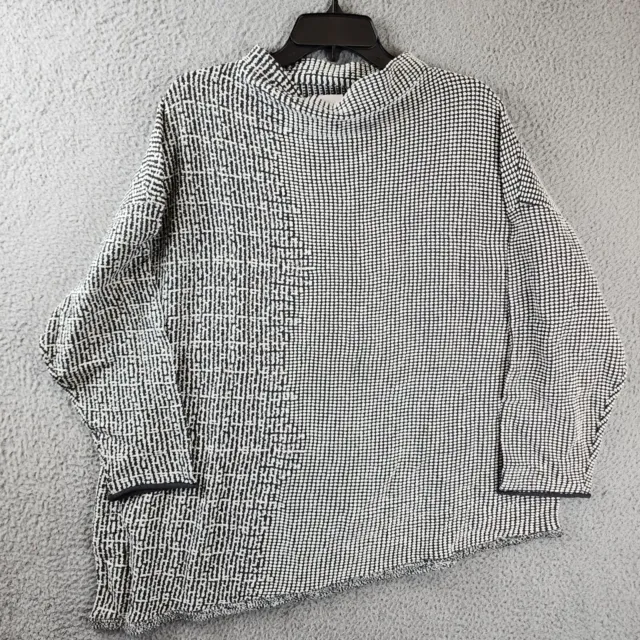 NIC+ZOE Plus Pixel Knit Asymmetric Sweater Women's 2X Black Multi Long Sleeve~