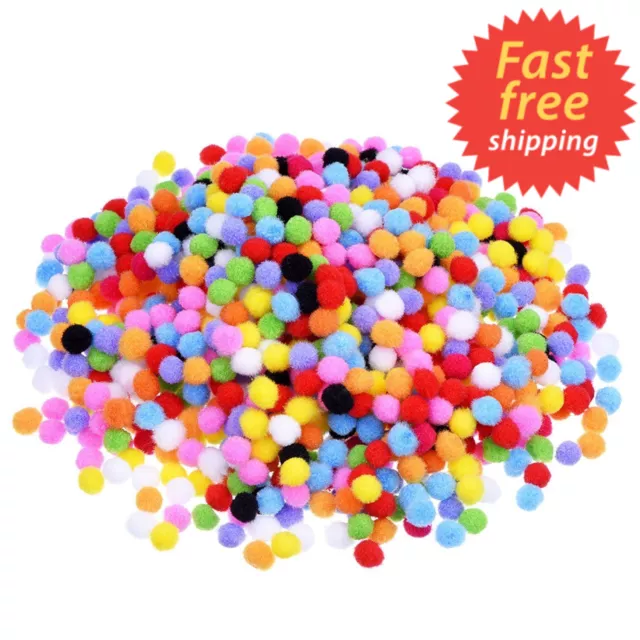 500 Small Pompoms Craft Pompoms Fluffy Craft Pom Poms 8mm Mixed Colours