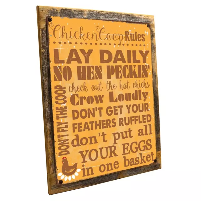 Chicken Coop Rules Metal Sign; Wall Decor for Farm and Country