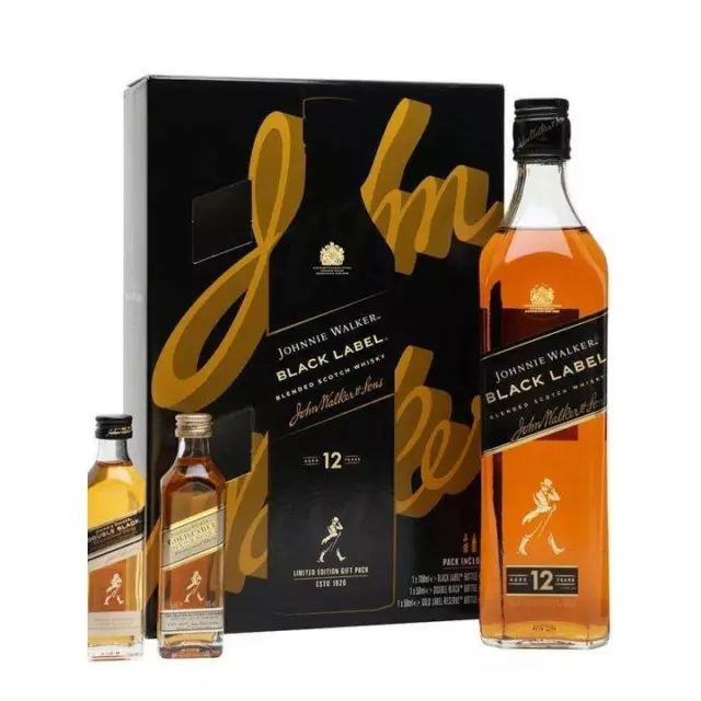 Johnnie Walker Black Label Gold Label and Double Black Miniatures Gift Set