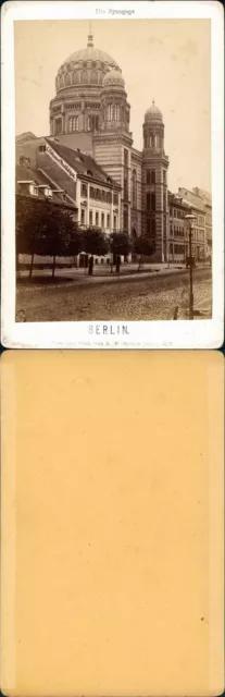 Ansichtskarte Berlin Neue Synagoge, Straße CDV-Foto Judaika 1882 Kabinettfoto