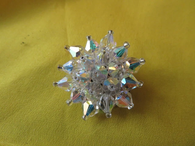 Broche Fantaisie Ancienne - Cristaux Façon Gemme Brute Montés Sur Argent - Occasion, Voir Description