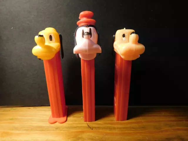 Set of Three Disney's Pluto and Goofy PEZ Candy Dispensers 1960's & Contemporary