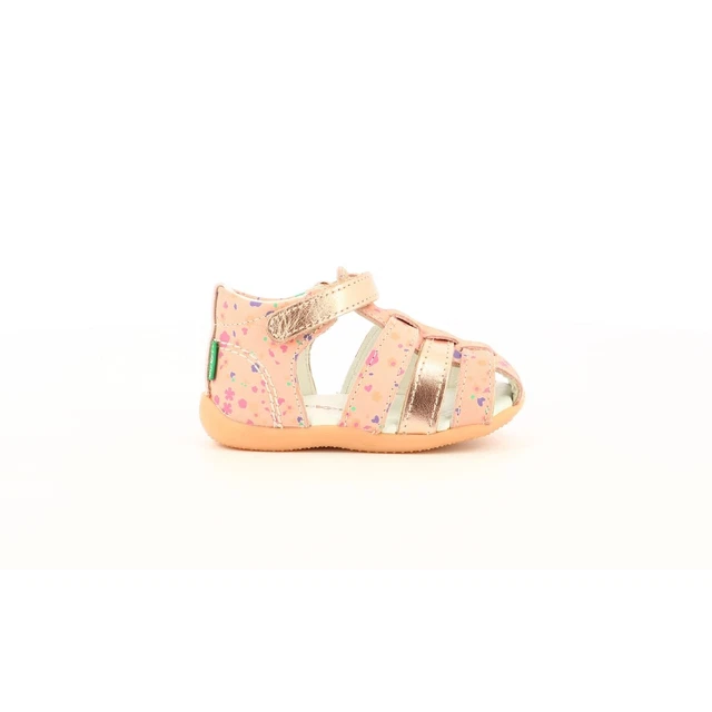 KICKERS BIGFLO 2 Sandali Bambina Primi Passi con Strappo in Vera Pelle Rosa EUR 41 40 PicClick IT