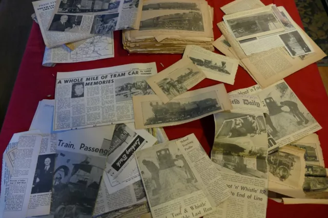old railroad newspaper clippings huge lot 1920s 30s 40s