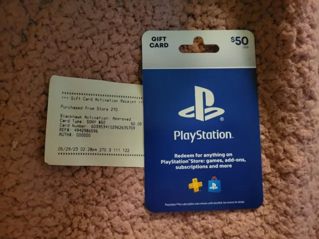 playstation gift card US store bought $50 value BRAND NEW!