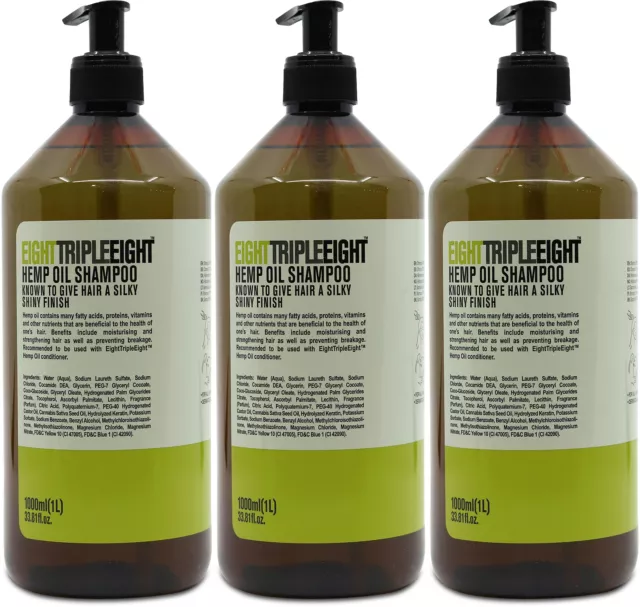 Eight Triple Eight Hemp Shampoo 1L X 3