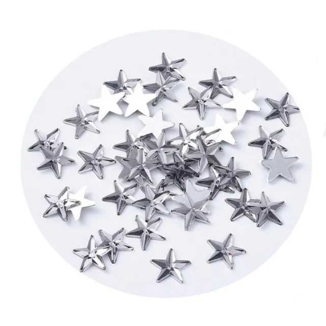 30 perles strass cabochon étoile strass noir 10 mm acrylique à coller