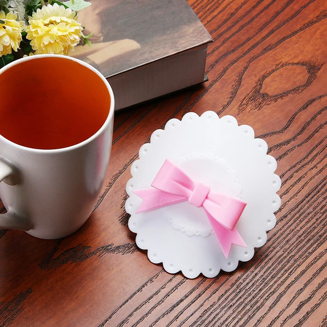 Bowknot coppa riutilizzabile antipolvere coppa coperchio tazza coperchio guarnizione