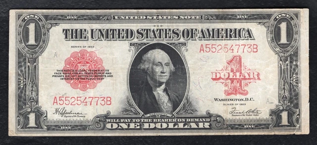 Fr. 40 1923 $1 One Dollar Red Seal Legal Tender United States Note Very Fine