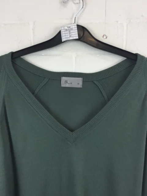 Maglione pullover BHS verde salvia collo a V taglia 46" circonferenza petto #CE