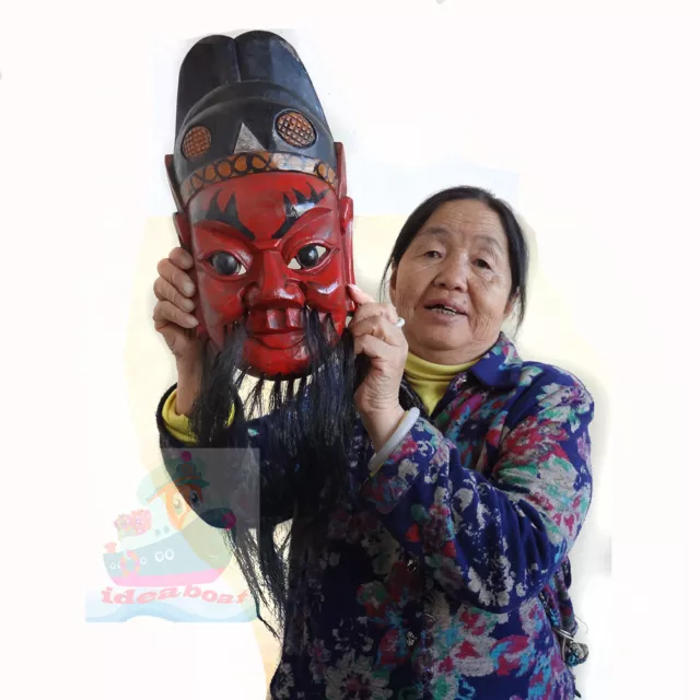 Wood Hand Carved Painted NUO MASK Walldecor - Zhong Kui(Ghost Catcher) Tall32cm