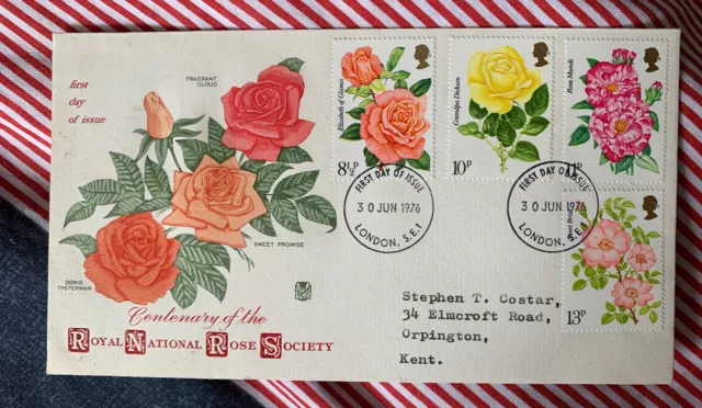 First Day Cover Bi Centenary Of The Royal National Rose Society  30th June 1976