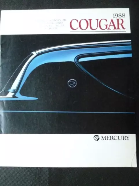 1988 Mercury COUGAR Automobile Dealer Sales Brochure