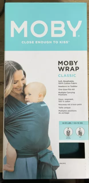 📀 MOBY WRAP Classic Baby Carrier (8-33LBS) 100% Cotton Fabric - Pacific