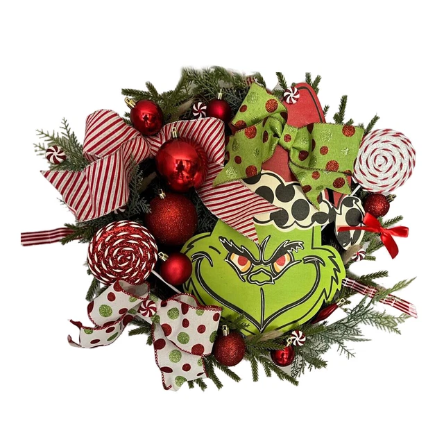 2024 CHRISTMAS GRINCH Wreath Seasonal Garland for Front Door Home