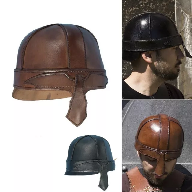 The Warrior Quality Leather Helmet. Perfect for Stage Costume & LARP. 2 Colours