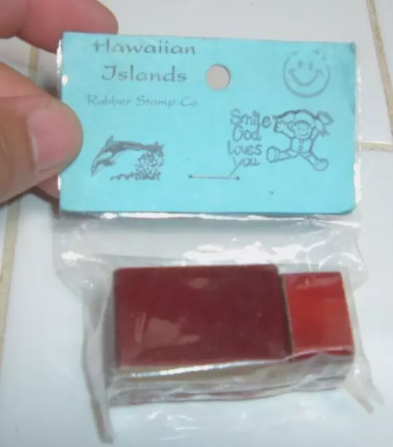 MADE in HAWAII SEALED 2 RUBBER INK-STAMP "JESUS LOVES YOU"  W/DESIGN/IMAGE #2