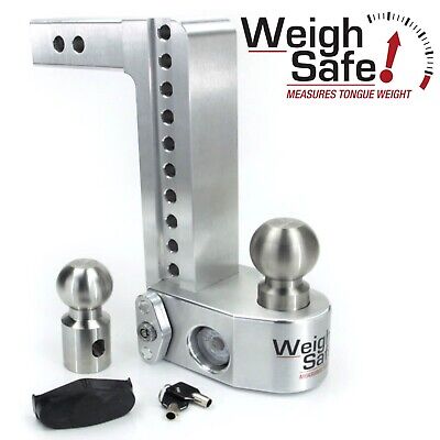 Weigh Safe WS10-2 Hitch 10" Drop Tongue Weight Scale  2" Shank 2" & 2-5/16" Ball